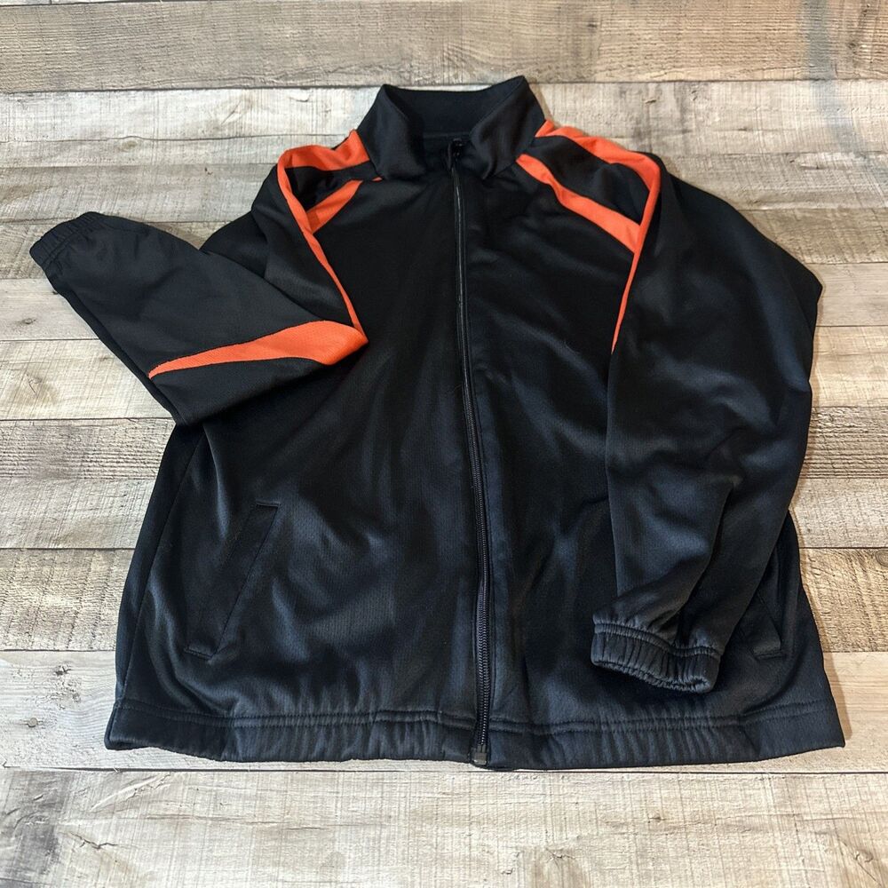 EAST BAY Black/Orange Full Zip Polyester Jacket Size Youth XL